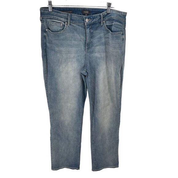 NYDJ Womens Marilyn Straight Jeans Tapered Lift Tuck Tapered 5 Pocket Blue 14 - Picture 1 of 8